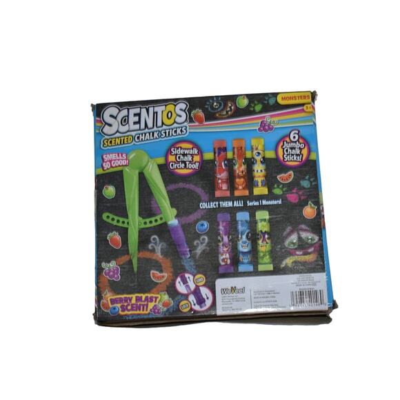 New Scentos Scented Chalk Sticks Monsters Circle Tool Play Pack Berry Scent - Picture 2 of 2